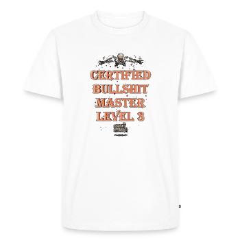 Certified Bullshit Master Level 3 - Men's Premium Organic T-Shirt - white - Front - Nico (187cm)