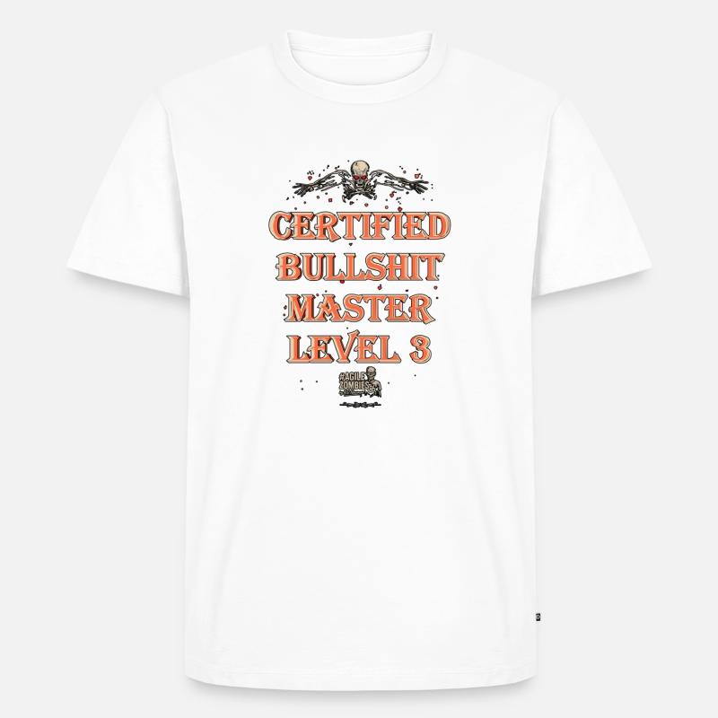 Certified Bullshit Master Level 3 - Männer Premium Bio T-Shirt - Weiß