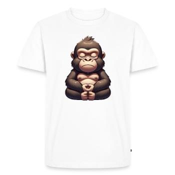 Cute Gorilla Yoga Meditation Inner Peace Cartoon - Men's Premium Organic T-Shirt - white - Front - Nico (187cm)