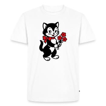 Black Cat with Red Ribbon - Men's Premium Organic T-Shirt - white - Front - Nico (187cm)