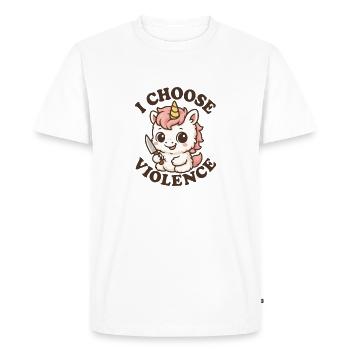 Licorne rebelle – I Choose Violence - T-shirt Premium bio Homme - blanc - Devant - Nico (187cm)