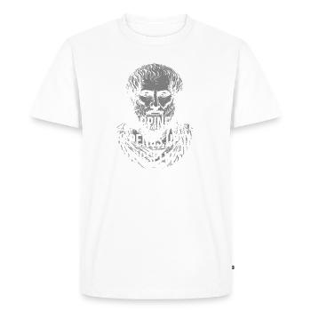 Aristotle Happiness Portrait Quote - Men's Premium Organic T-Shirt - white - Front - Nico (187cm)