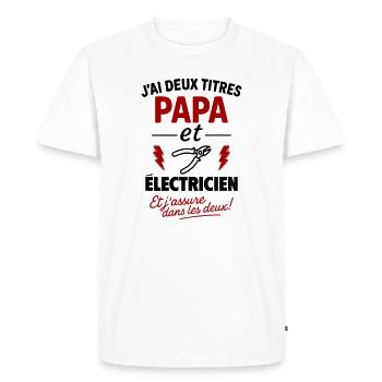 Dad Electrician Christmas Father's Day Gift Idea - Men's Premium Organic T-Shirt - white - Front - Nico (187cm)