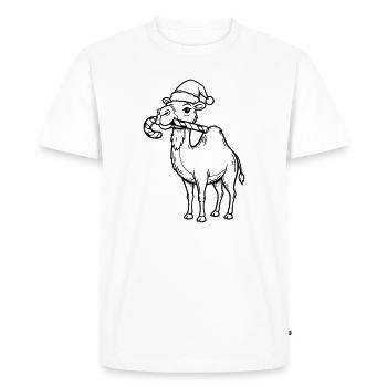 Illustration de chameau avec chapeau de Père Noël - T-shirt Premium bio Homme - blanc - Devant - Nico (187cm)