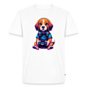 Beagle Gaming Gamer Gaming Gaming Video Games - Men's Premium Organic T-Shirt - white - Front - Nico (187cm)