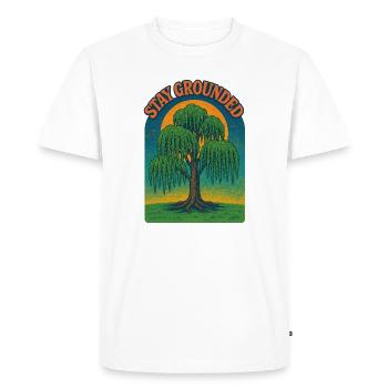 Stay Grounded Willow Sunset - Men's Premium Organic T-Shirt - white - Front - Nico (187cm)