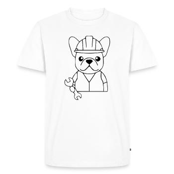 Frenchie Mechanic Tool - Men's Premium Organic T-Shirt - white - Front - Nico (187cm)