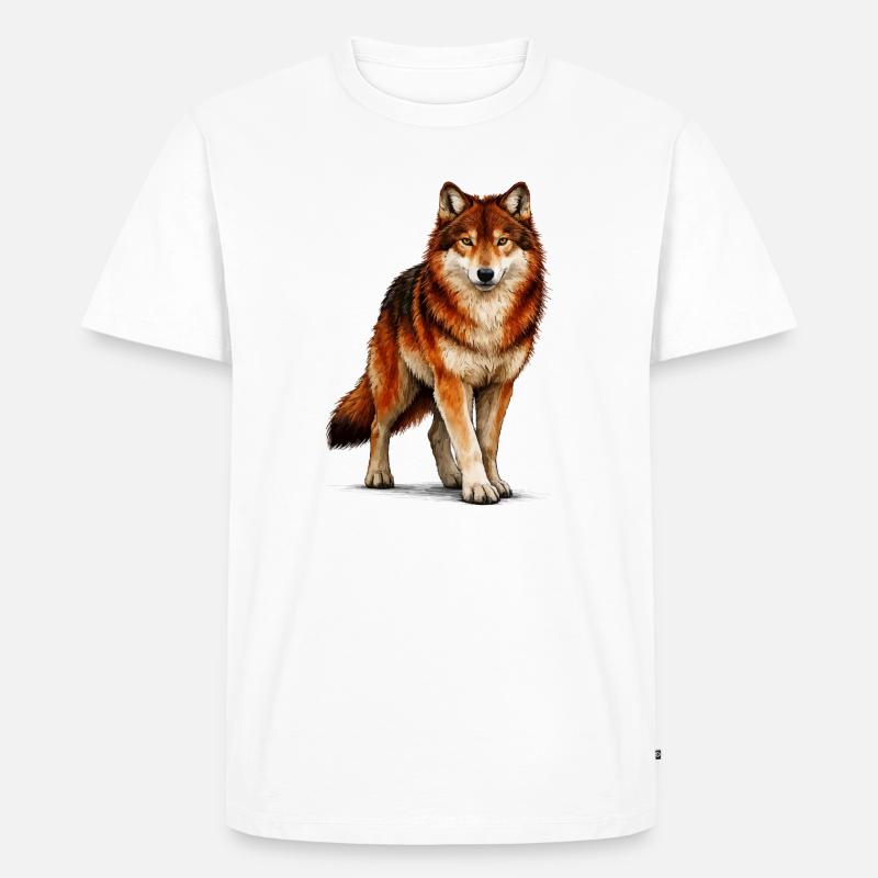 wolf - Männer Premium Bio T-Shirt - Weiß