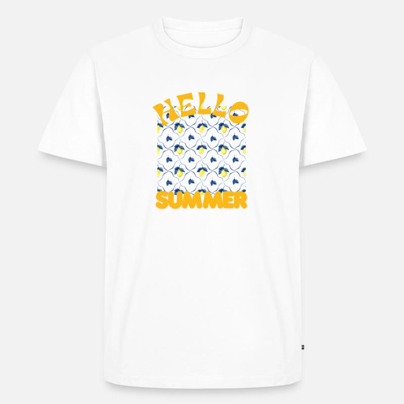 Hello Summer Lemon Pattern - Men's Premium Organic T-Shirt - white