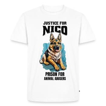 Justice pour Nico contre la cruauté envers les animaux - T-shirt Premium bio Homme - blanc - Devant - Nico (187cm)