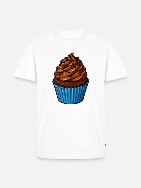 Kakao Cupcake mit Schoko Topping - Männer Premium Bio T-Shirt - Weiß
