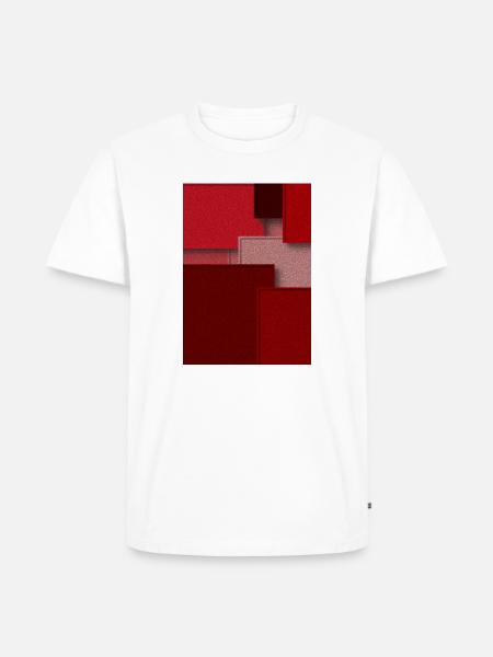Rote Geometrie in abstrakten Blöcken - Männer Premium Bio T-Shirt - Weiß