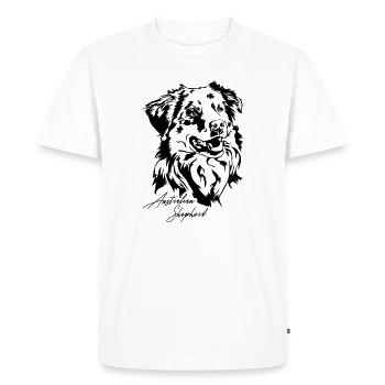 Berger australien Chiens de portrait australiens Wilsigns - T-shirt Premium bio Homme - blanc - Devant - Nico (187cm)