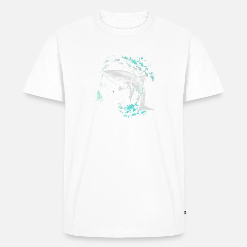fischschwarm,fische,malerei,graffiti,Hai - Männer Premium Bio T-Shirt - Weiß