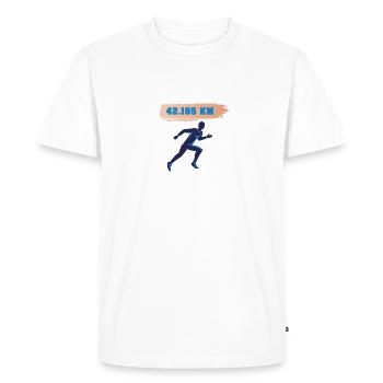 Marathon Läufer Running Finisher 42.195 KM ORANGE - T-shirt Premium bio Homme - blanc - Devant - Nico (187cm)