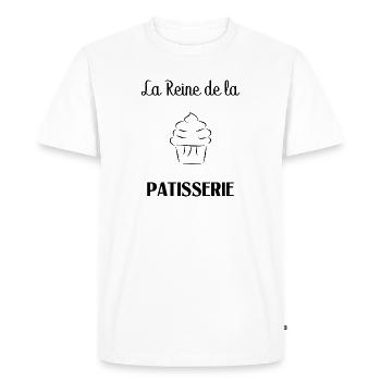 REINE DE LA PATISSERIE. GOURMANDE. PATISSERIE - T-shirt Premium bio Homme - blanc - Devant - Nico (187cm)