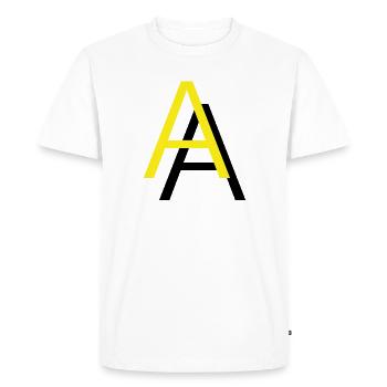 AA jaune noir lettres lettres - T-shirt Premium bio Homme - blanc - Devant - Nico (187cm)