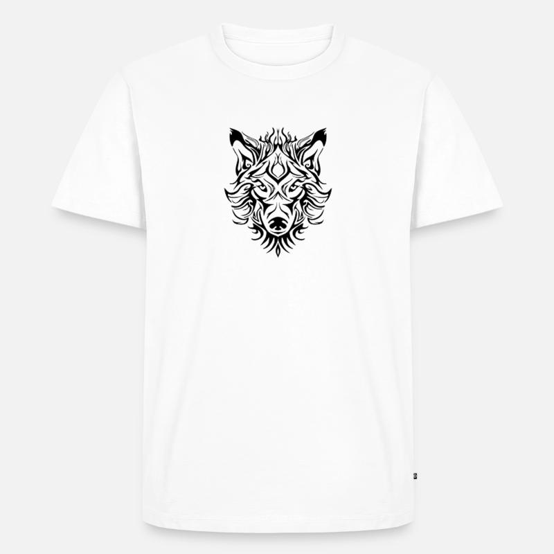 Wolf - Männer Premium Bio T-Shirt - Weiß