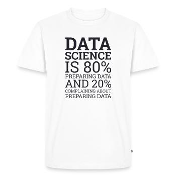 « Complaining Data Science » | Data Scientist - T-shirt Premium bio Homme - blanc - Devant - Nico (187cm)