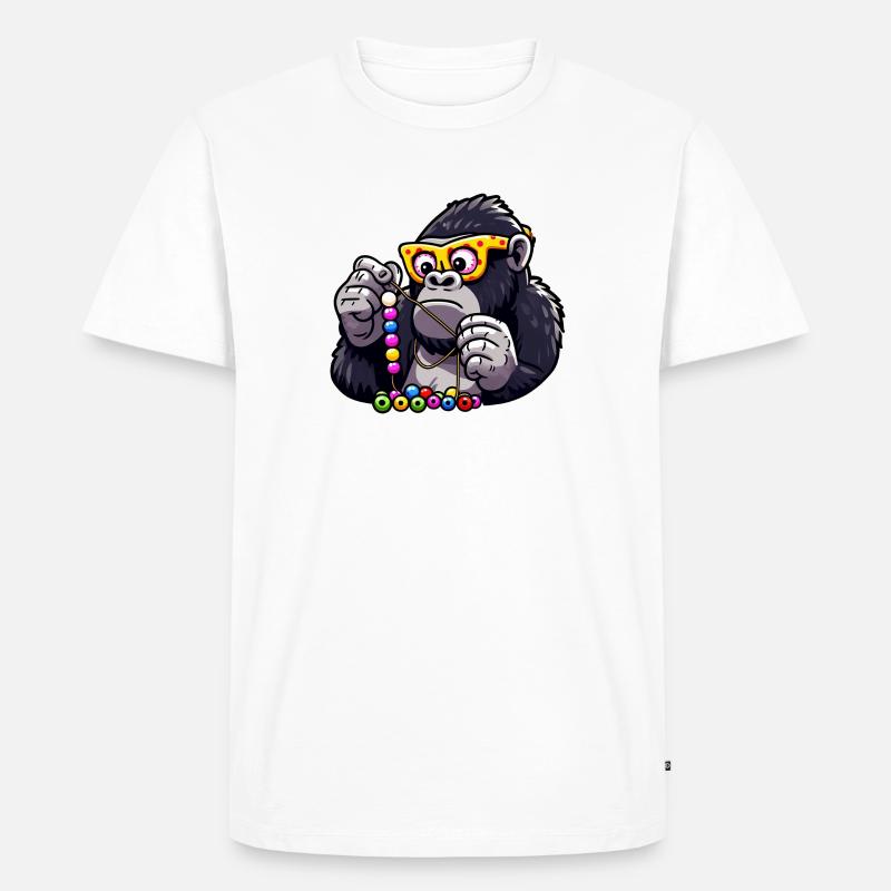 Gorilla-Perlen auffädeln - Männer Premium Bio T-Shirt - Weiß