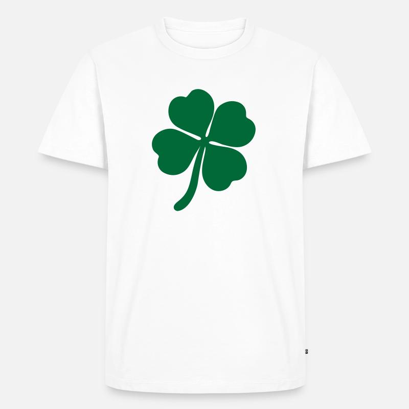 vierblättriges Kleeblatt vierblättrig Glück - Männer Premium Bio T-Shirt - Weiß