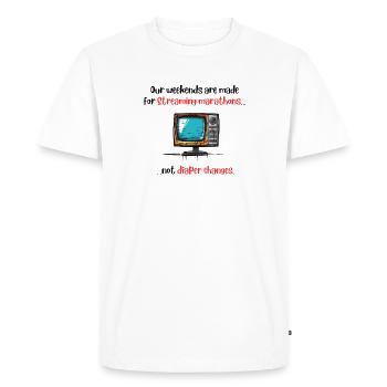 Our weekends are made for Streaming marathons - Men's Premium Organic T-Shirt - white - Front - Nico (187cm)