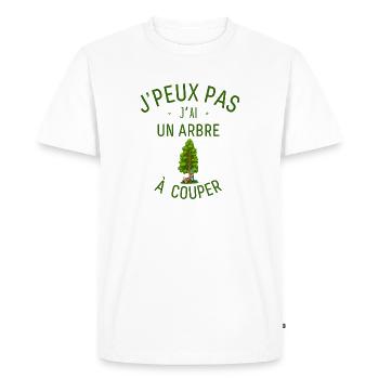 J Ai Un Arbre à couper - T-shirt Premium bio Homme - blanc - Devant - Nico (187cm)