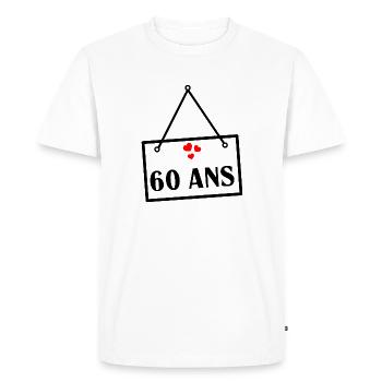 60 YEARS. 60th ANNIVERSARY. ANNIVERSARY 60 YEARS. Ann - Men's Premium Organic T-Shirt - white - Front - Nico (187cm)