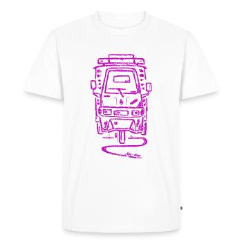 APE 50 with box violet APE-tizer - Men's Premium Organic T-Shirt - white - Front - Nico (187cm)