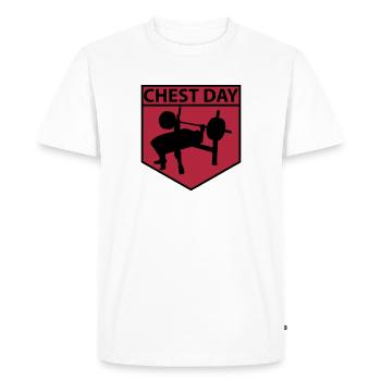 Chest Day - T-shirt Premium bio Homme - blanc - Devant - Nico (187cm)
