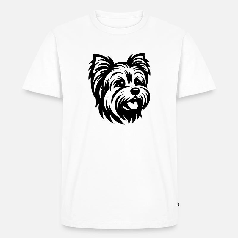 Yorkshire Terrier Disegno Testa - Maglietta ecologica premium da uomo - bianco
