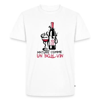 70 ans mature bouteille vin anniversaire - T-shirt Premium bio Homme - blanc - Devant - Nico (187cm)