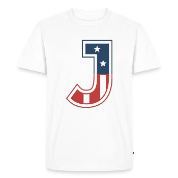 Letter J USA - Men's Premium Organic T-Shirt - white - Front - Nico (187cm)