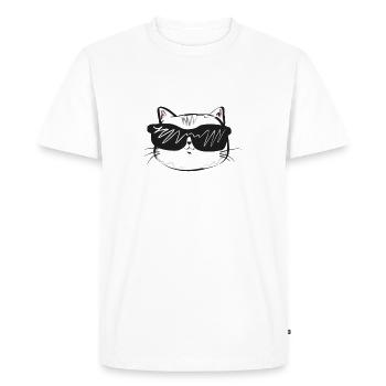 Chat blanc avec des lunettes de soleil - T-shirt Premium bio Homme - blanc - Devant - Nico (187cm)