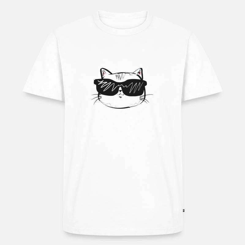 Weiße Katze mit Sonnenbrille - Männer Premium Bio T-Shirt - Weiß
