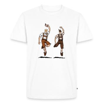 Deux bavarois Lederhosen Hommes - T-shirt Premium bio Homme - blanc - Devant - Nico (187cm)
