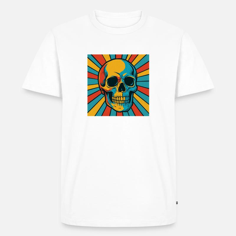 Explodierter Farbtopf Totenkopf - Männer Premium Bio T-Shirt - Weiß