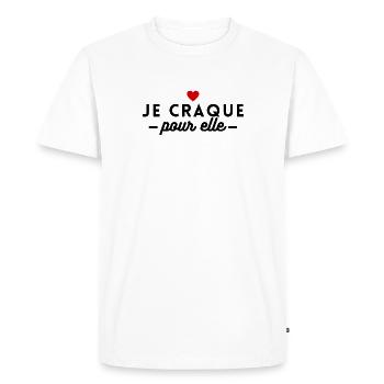 Je craque pour elle. cadeau amoureux - T-shirt Premium bio Homme - blanc - Devant - Nico (187cm)