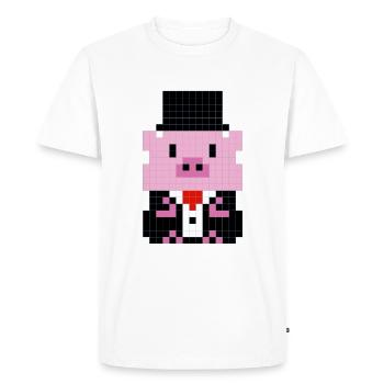 Un petit cochon en costume pixélisé - T-shirt Premium bio Homme - blanc - Devant - Nico (187cm)