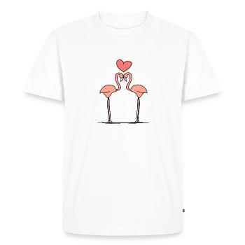 Flamant rose Animal symbole rose animaux amour - T-shirt Premium bio Homme - blanc - Devant - Nico (187cm)