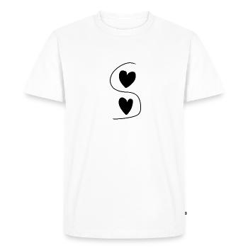 Line Two Hearts Heart Love - Men's Premium Organic T-Shirt - white - Front - Nico (187cm)