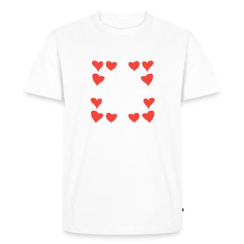 Hearts Pattern Frame Square Heart Red - Men's Premium Organic T-Shirt - white - Front - Nico (187cm)