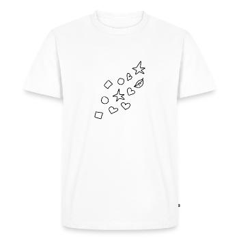 Shapes Symbols Heart Star Circle Square Leaf - Men's Premium Organic T-Shirt - white - Front - Nico (187cm)