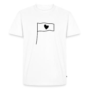 Drapeau Coeur Amour Symbole Forme - T-shirt Premium bio Homme - blanc - Devant - Nico (187cm)