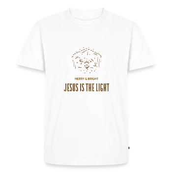 religious t shirt for chritmas Jesus is the light - T-shirt Premium bio Homme - blanc - Devant - Nico (187cm)
