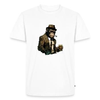Chimpanzé gangster cool avec de la bière - T-shirt Premium bio Homme - blanc - Devant - Nico (187cm)