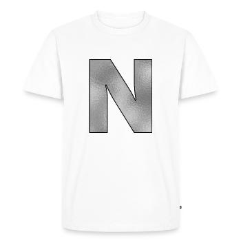 Lettre N Argent - T-shirt Premium bio Homme - blanc - Devant - Nico (187cm)