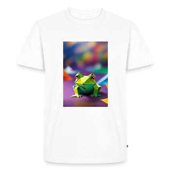 Grenouille en origami vert - T-shirt Premium bio Homme - blanc - Devant - Nico (187cm)