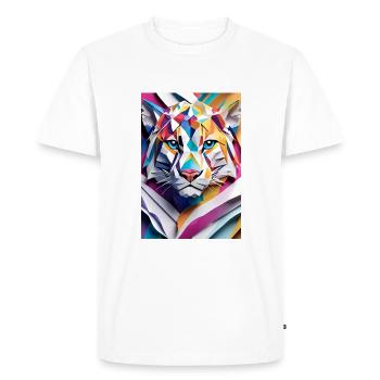Léopard des neiges mystique : Gardien des sommets - T-shirt Premium bio Homme - blanc - Devant - Nico (187cm)