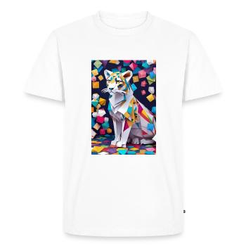 Arctic Elegance: A Snow Leopard's Grace - Men's Premium Organic T-Shirt - white - Front - Nico (187cm)